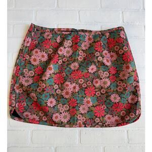 Natural Life Women's Jeweled Toned Flower Print Mini Skirt sz XL